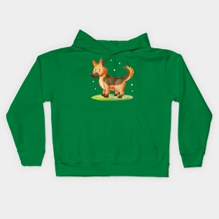 Hand Drawn Cartoon  German Sheperd Kids Hoodie